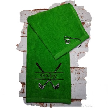 Golfhandtuch hellgruen mit Namen